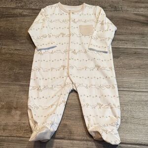 Little Me Cream and Tan Dinosaur Footie